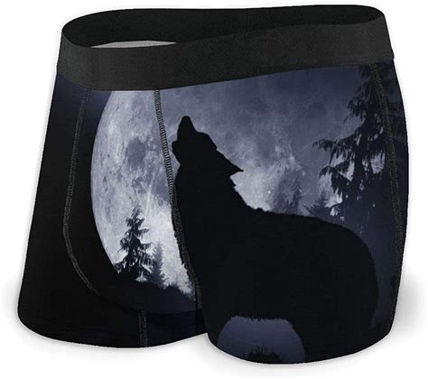 Wolf With Moon Boxer Briefs Soft Cotton Breathable No Ride Up Underwear