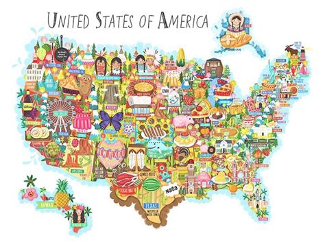 The united states of america (u.s.a. United States of America Map illustration - Liv Wan ...