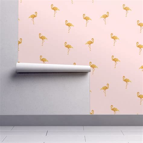 Colorful Fabrics Digitally Printed By Spoonflower Gold Flamingo