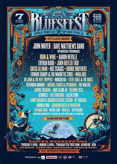 Byron Bay Bluesfest Music Festival Poster Festival Posters Blue Roots