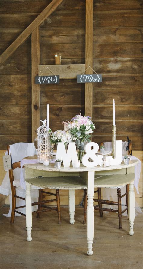 Romantic And Rustic Bride And Groom Table Wedding Decor Idea Photo By