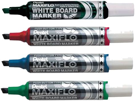 Pentel Maxiflo Slim Whiteboard Markers Chisel Tip Assorted Colours