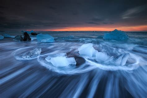 Sunset Ice Nature Sea Long Exposure Wallpapers Hd Desktop And