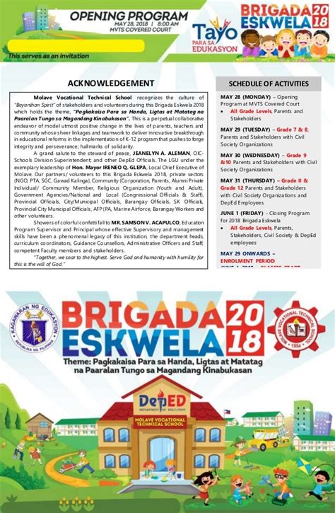 Sample Emcee Script For Brigada Eskwela Opening Program
