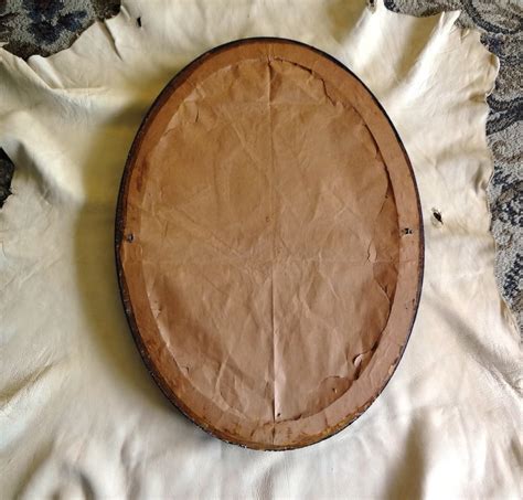 Reserved Antique Oval Curved Glass Frame With Tiger Wood