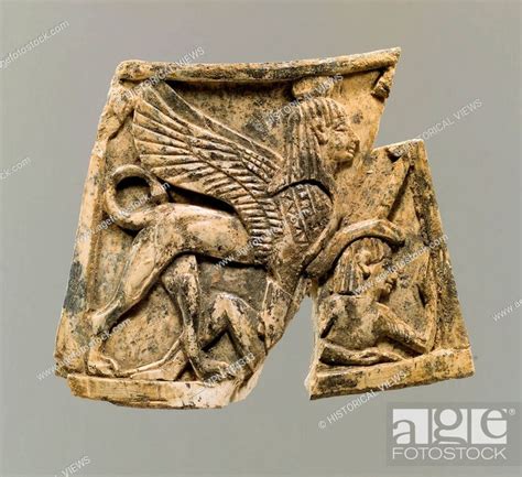 Plaque With Sphinx Trampling Enemy Period Neo Assyrian Date Ca