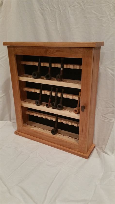 Pipe Cabinet Solid Cherry And Maple Holds 36 Pipes Tobacco