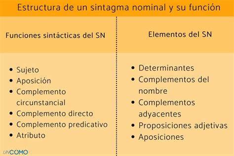 Sintagma Nominal Estructura Función Y Ejemplos
