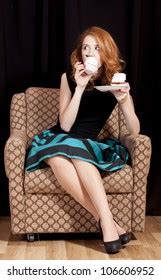 Redhead Girl Secretly Eating Cake Stock Photo Shutterstock