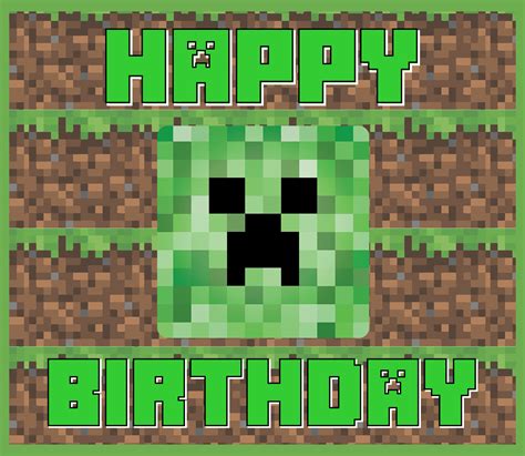Find the complete minecraft birthday party here! 10 Best Minecraft Printable Happy Birthday Card - printablee.com
