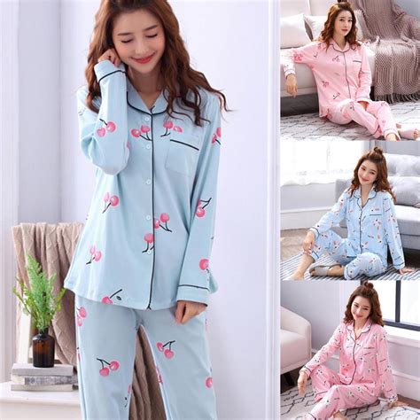 Buy Women Pajamas Set Spring Autumn Cartoon Printed Long Sleeve Cute Sleepwear Homewear Female