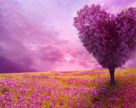 Fantastic Purple Love Tree Heart Shape