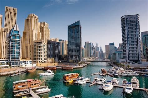 Premium Photo Dubai Marina With Boats And Buildings United Arab Emirates