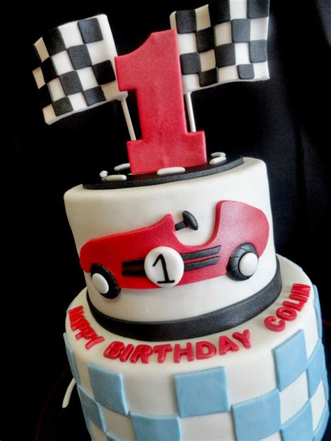 Pink Little Cake Race Car Theme 1st Birthday Cake