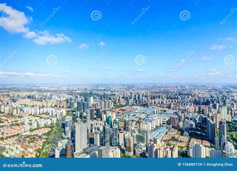 Daytime Cityscape Aerial View And Skyline In Shanghai Stock Photo