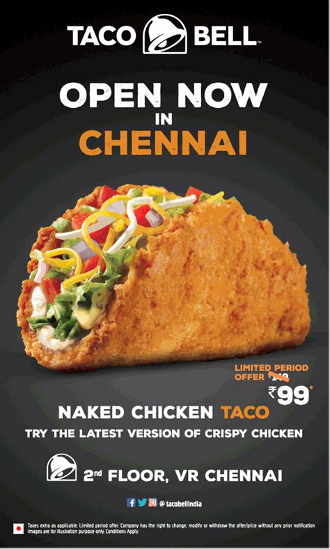 taco bell naked chicken taco at rs 99 ad advert gallery