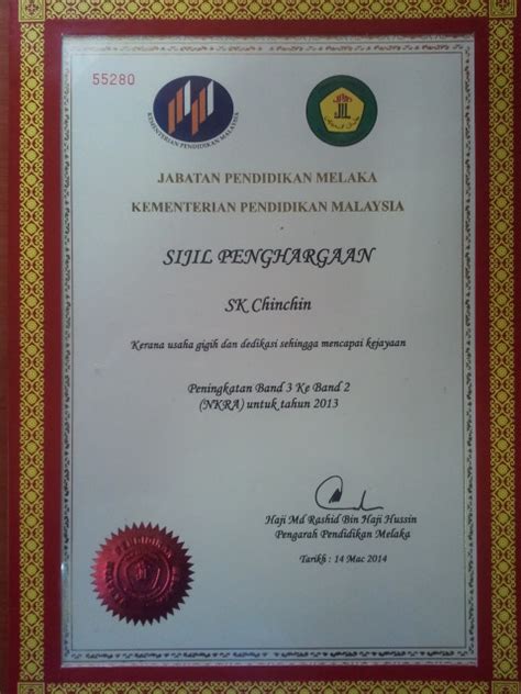 **mata kredit di tuntut atas lantikan sahaja dan bukan pada setiap kali kehadiran mesyuarat. SEKOLAH KEBANGSAAN CHINCHIN - Anugerah