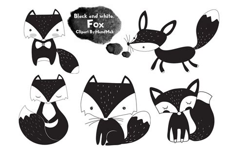 Black And White Fox Clipart