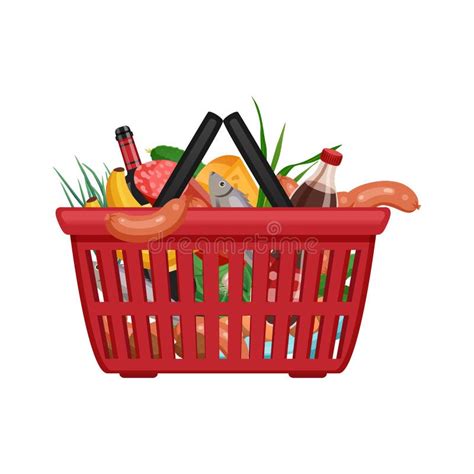 Supermarket Basket Shopping Composition Stock Vector Illustration Of