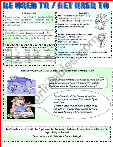 Be Used To And Get Used To Esl Worksheet By Alex Ortega