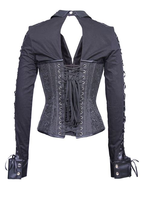 Faux Leather Cotton Gothic Corset Jacket Black S 10xl Steampunk