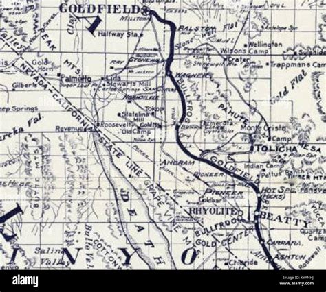Map Showing Tonopah Tidewater Railroad Company Line From Ludlow