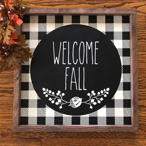 Welcome Fall 18x18 Wood Sign Autumn Decor Etsy Handmade Home