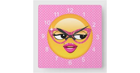 Emoji Flirty Girl Id227 Square Wall Clock Zazzle