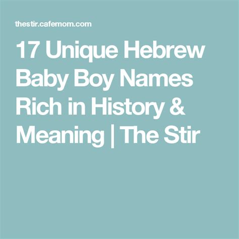 17 Unique Hebrew Baby Boy Names Rich In History And Meaning Hebrew Baby