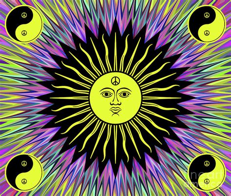 Psychedelic Hippie Sun Yin Yang Digital Art By Inspired Images Fine