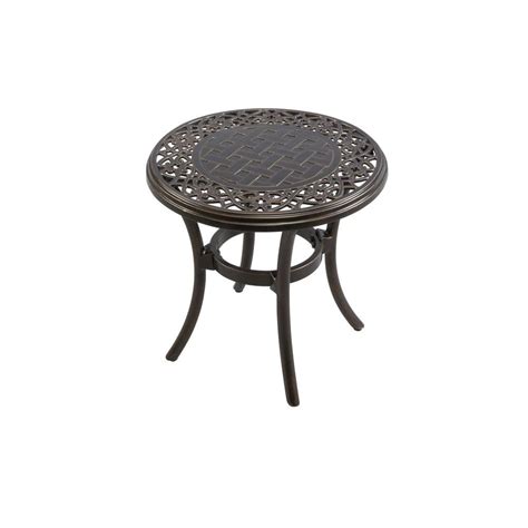 Hampton Bay Niles Park 18 In Round Cast Top Patio Side Table