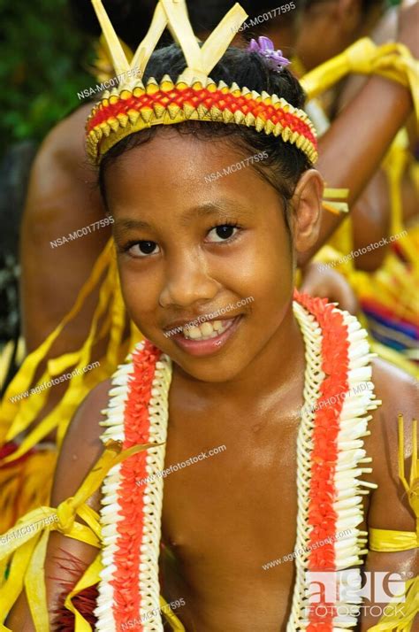 Yapese Girl In Traditional Dance Costume Yap Stock Photo Picture And