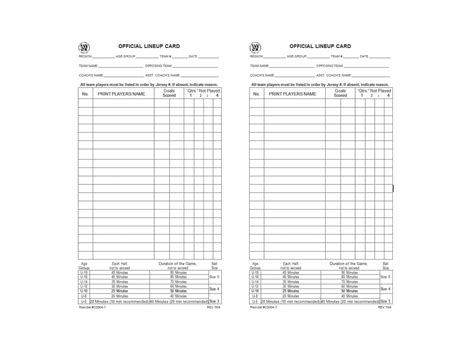 49 Printable Soccer Roster Templates Soccer Lineup Sheets For