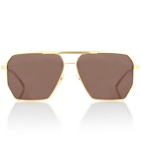 Bottega Veneta Aviator Sunglasses In Gold Metallic Lyst