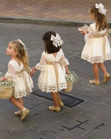 Damitas De Honor Vestidos En Crudo Y Beige Wedding Flower Girl Dresses