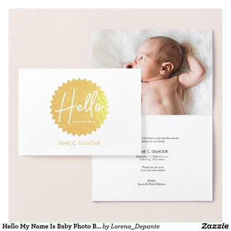 Hello My Name Is Baby Photo Birth Announcement In 2020