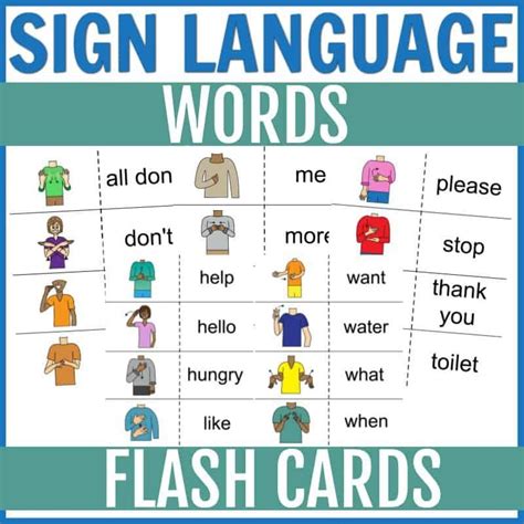 Basic Sign Language Asl Flash Cards Free Printable
