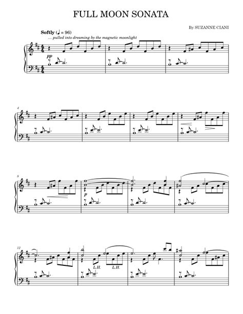Full Moon Sonata Sheet Music For Piano By Suzanne Ciani Music Notes By