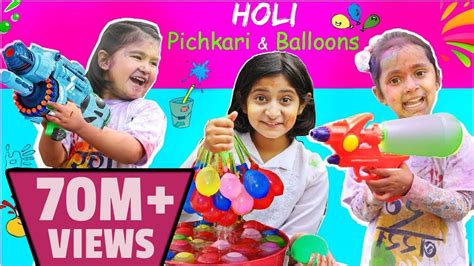 Pretend Play Holi Pichkari Balloons Color And Gadgets Toystars Youtube