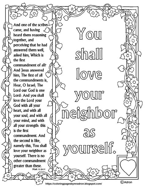Free Mark 1231 Print And Color Page For Love Your Neighbor As Yourself
