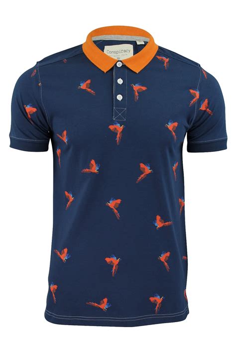 Para Hombre Polo Camiseta Conspiración Loro Pájaros Manga Corta