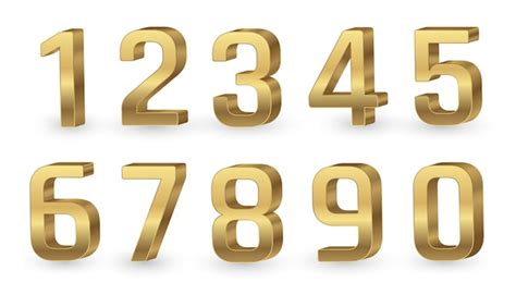 Gold 3d Zahlen Premium Vektor