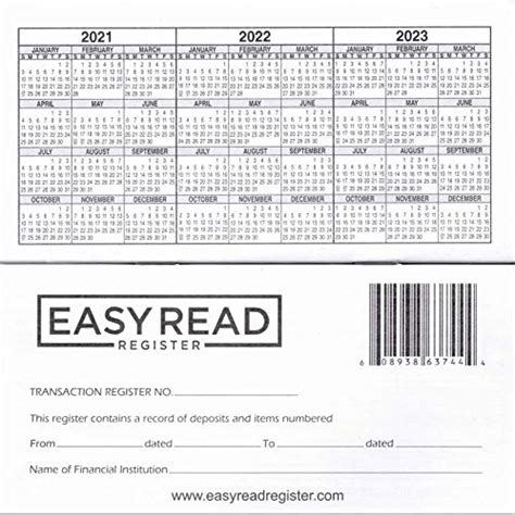 Buy Easy Read Register 12 Check Registers For Personal Checkbook