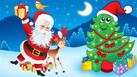 The great collection of christmas gifts wallpaper hd for desktop, laptop and mobiles. Santa Claus-Christmas tree-decorations-gifts-Cartoon ...