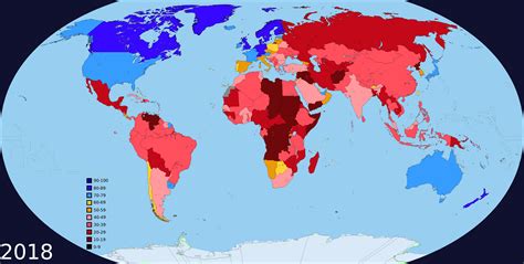 Corruption perceptions index (cpi) ranks countries/territories in terms of the degree to which corruption is perceived to exist among public officials and politicians. Corruption Perception Index (2018) : MapPorn