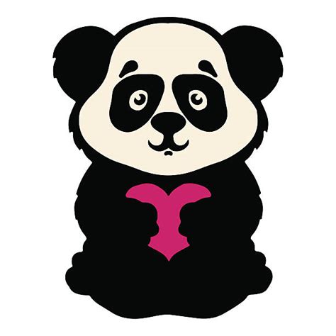 Sitting Panda With Heart Illustrations Royalty Free Vector Graphics