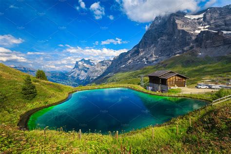 Alpine Turquoise Lake In Switzerland Nature Stock Photos Creative