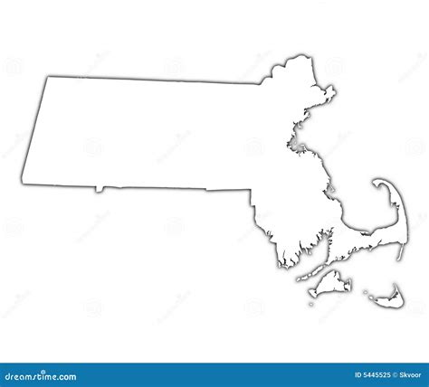 Massachusetts Outline Map State Shape Usa America Borders Cartoon