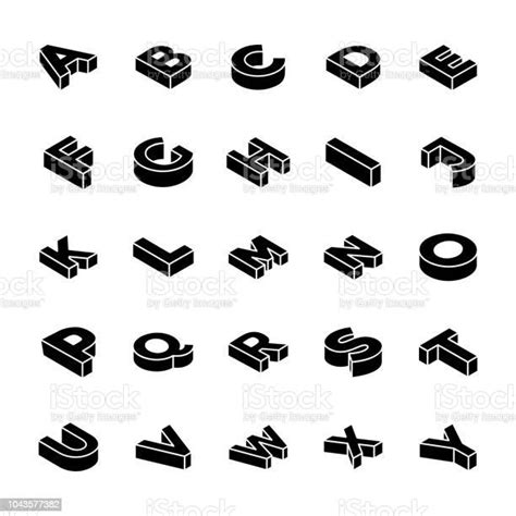 3d Alphabet Letters Glyph Vector Set Stock Illustration Download