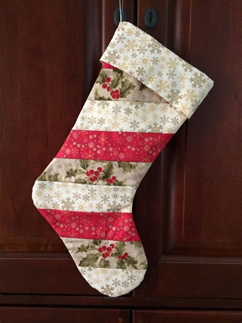Snowflakes And Holly Quilted Christmas Stocking Christmas Stockings